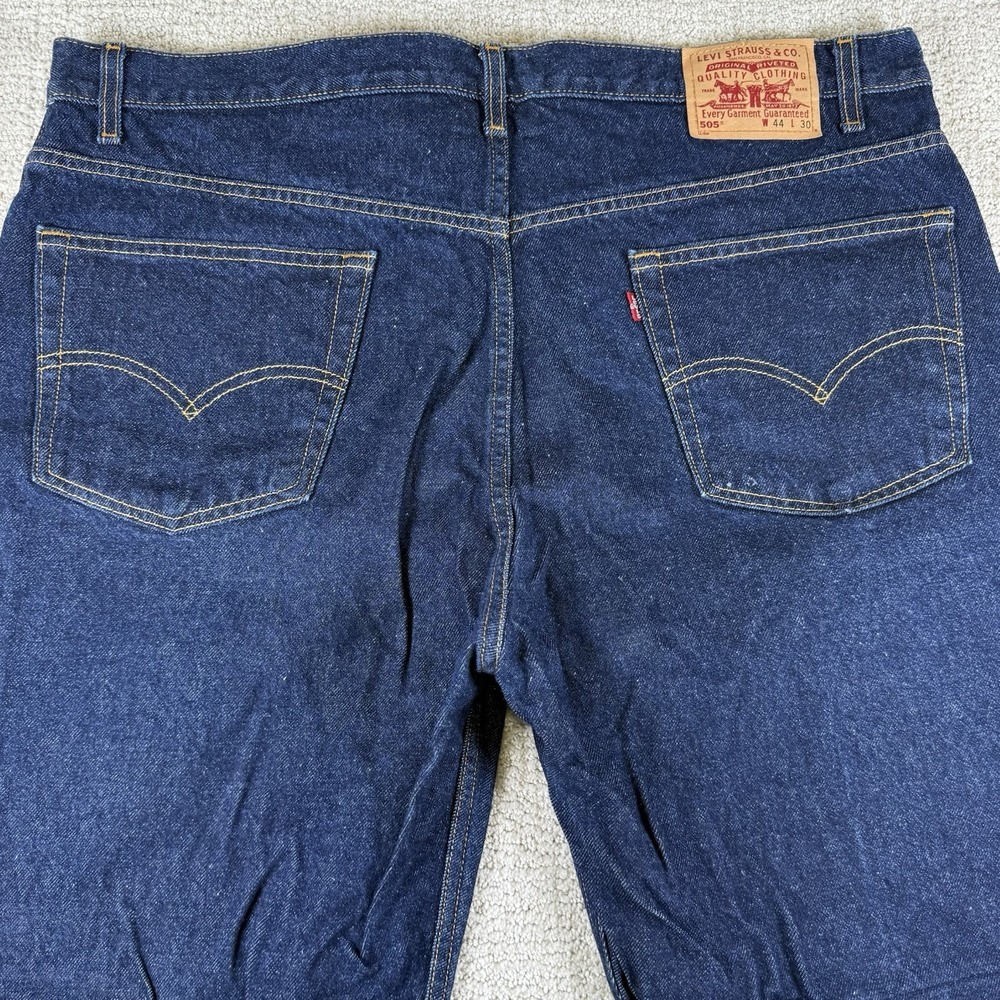 Levi's 505 Men's 44x30 (Actual 42x30) Regular Fit Straight Leg Denim Blue Jeans